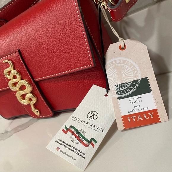 NWT DIVINA FIRENZE 🇮🇹 ITALIAN RED PEBBLED LEATHER CROSSBODY SHOULDER BAG - Picture 11 of 11